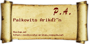 Palkovits Arikán névjegykártya